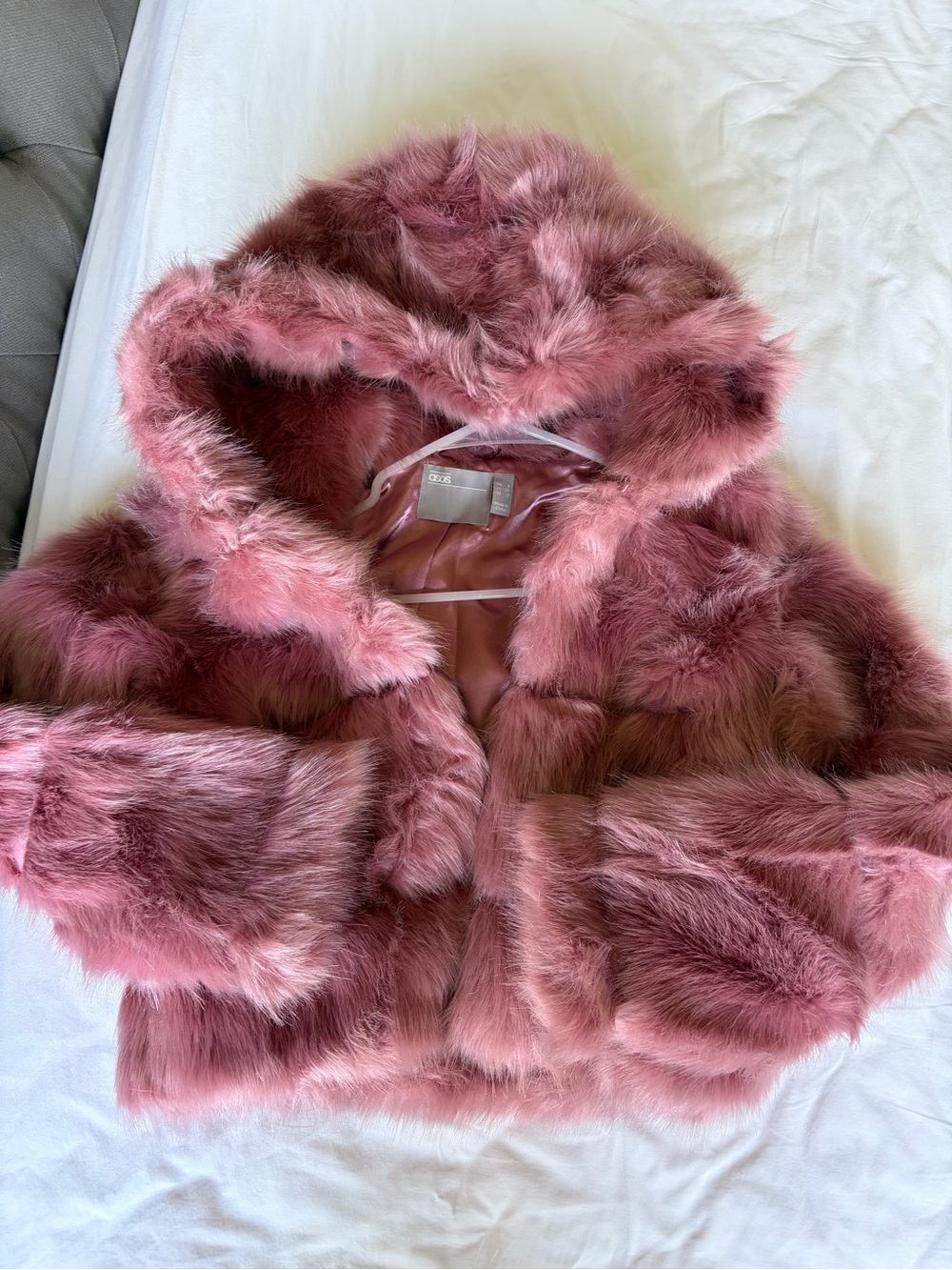 ASOS Plush Teddy Faux Fur Jacket in Rose Pink